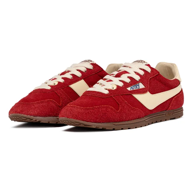 Windspin Low Two-tone Suede and Leather Basket | Red
