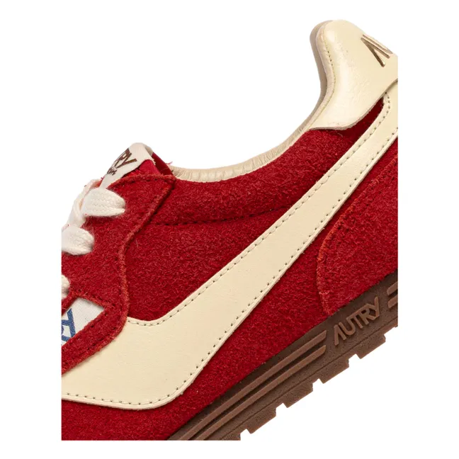 Cestino Windspin Low in pelle e camoscio bicolore | Rosso