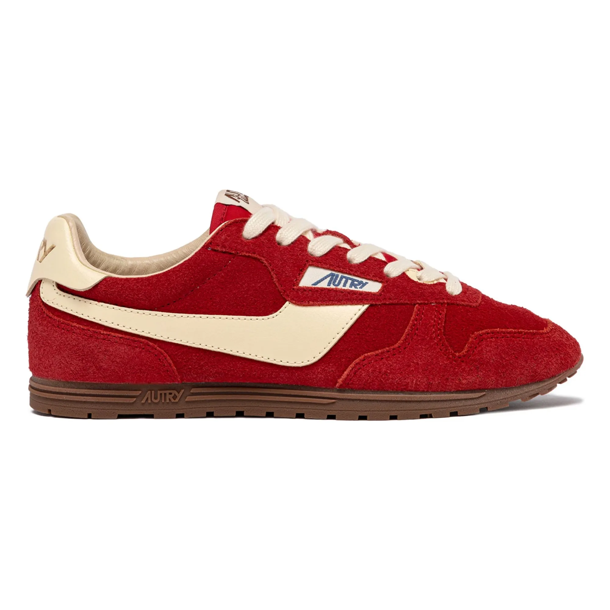 Autry Red Windspin Low Two-Tone Suede And Leather Basket