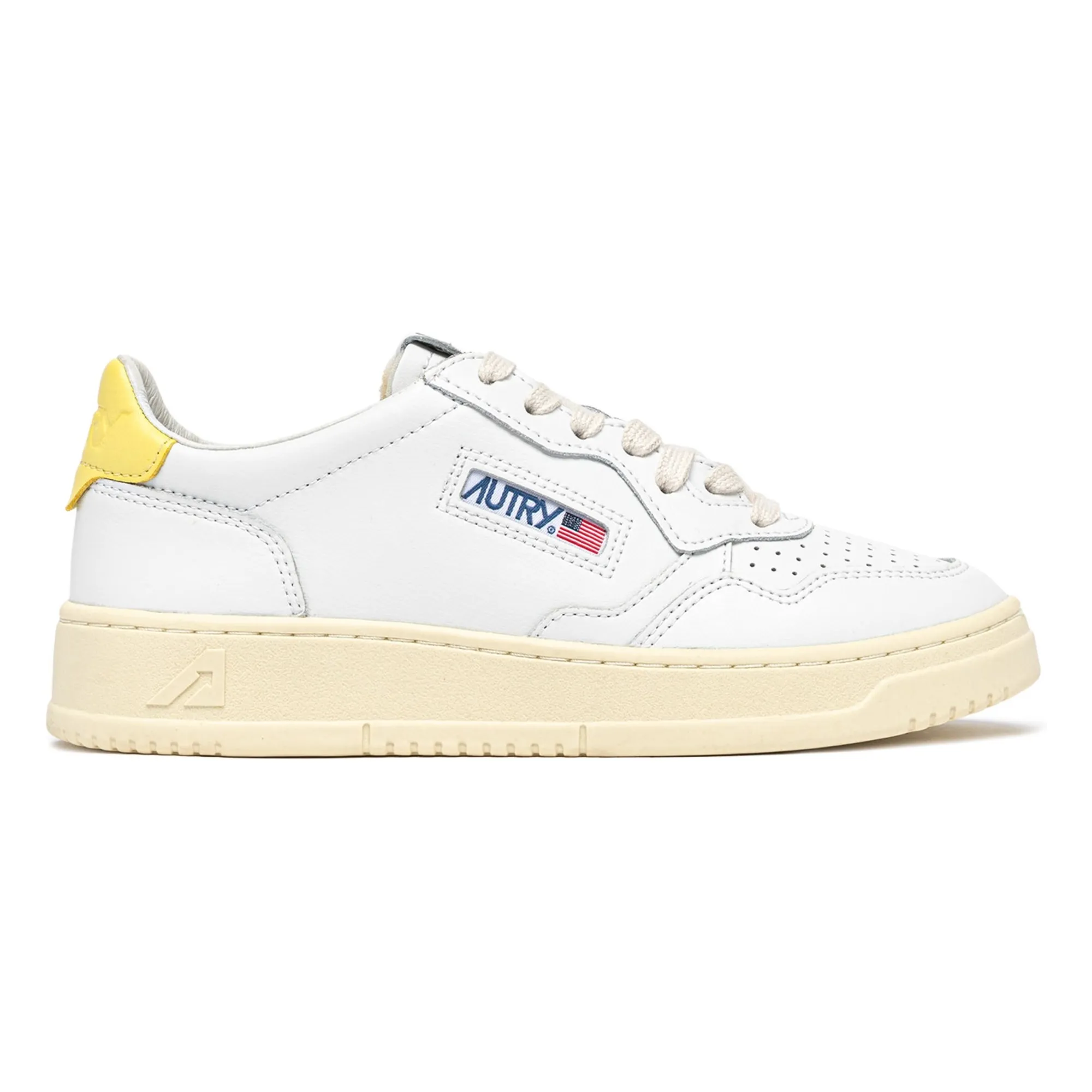 Autry Yellow Medalist Low Leather Sneakers