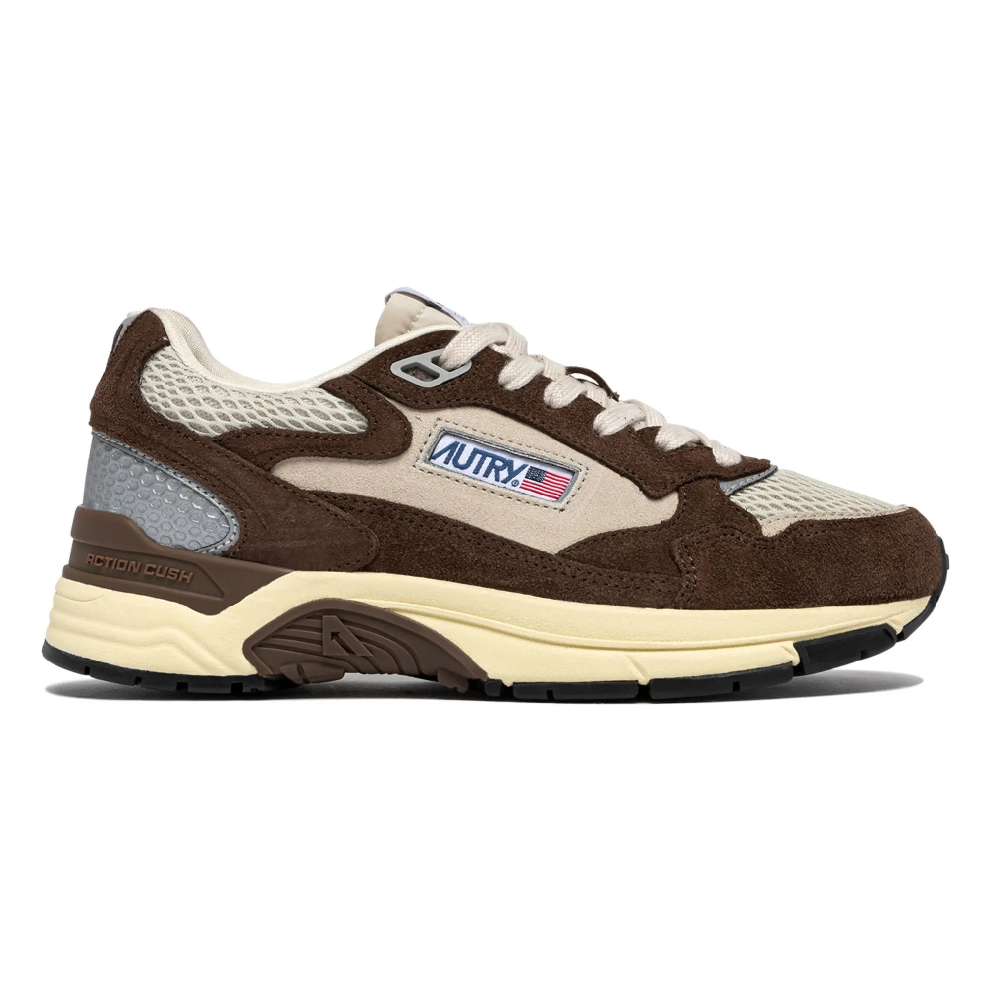 Autry Brown Hyperway Low Two-Tone Suede Sneakers