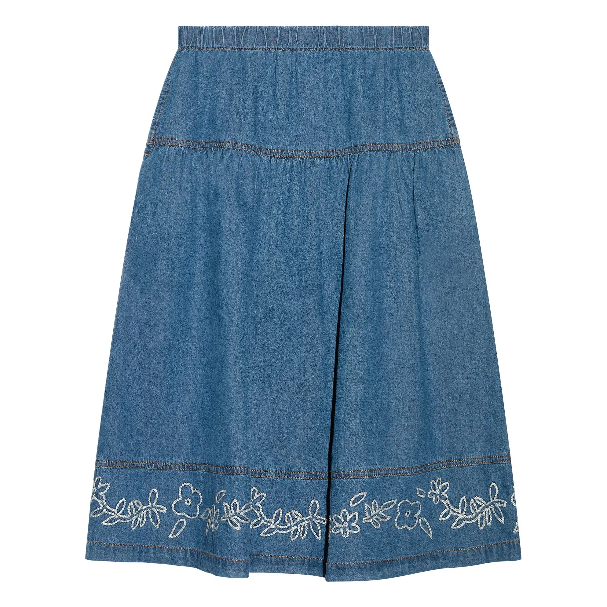 Hundred Pieces Denim Blue Cally Embroidered Skirt