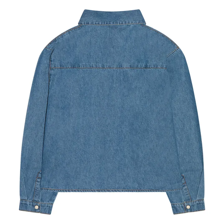 Chemise Courte Brodée Clara | Bleu jean- Image produit n°4