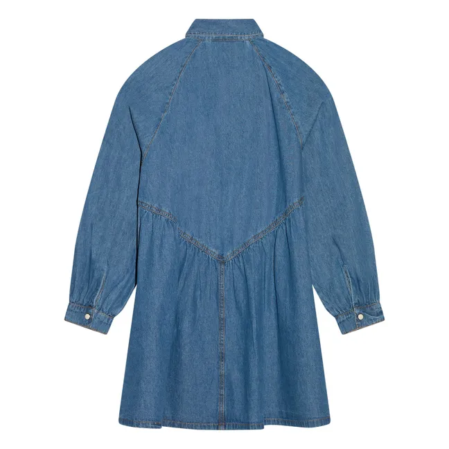 Shirley Embroidered Denim Dress | Denim blue