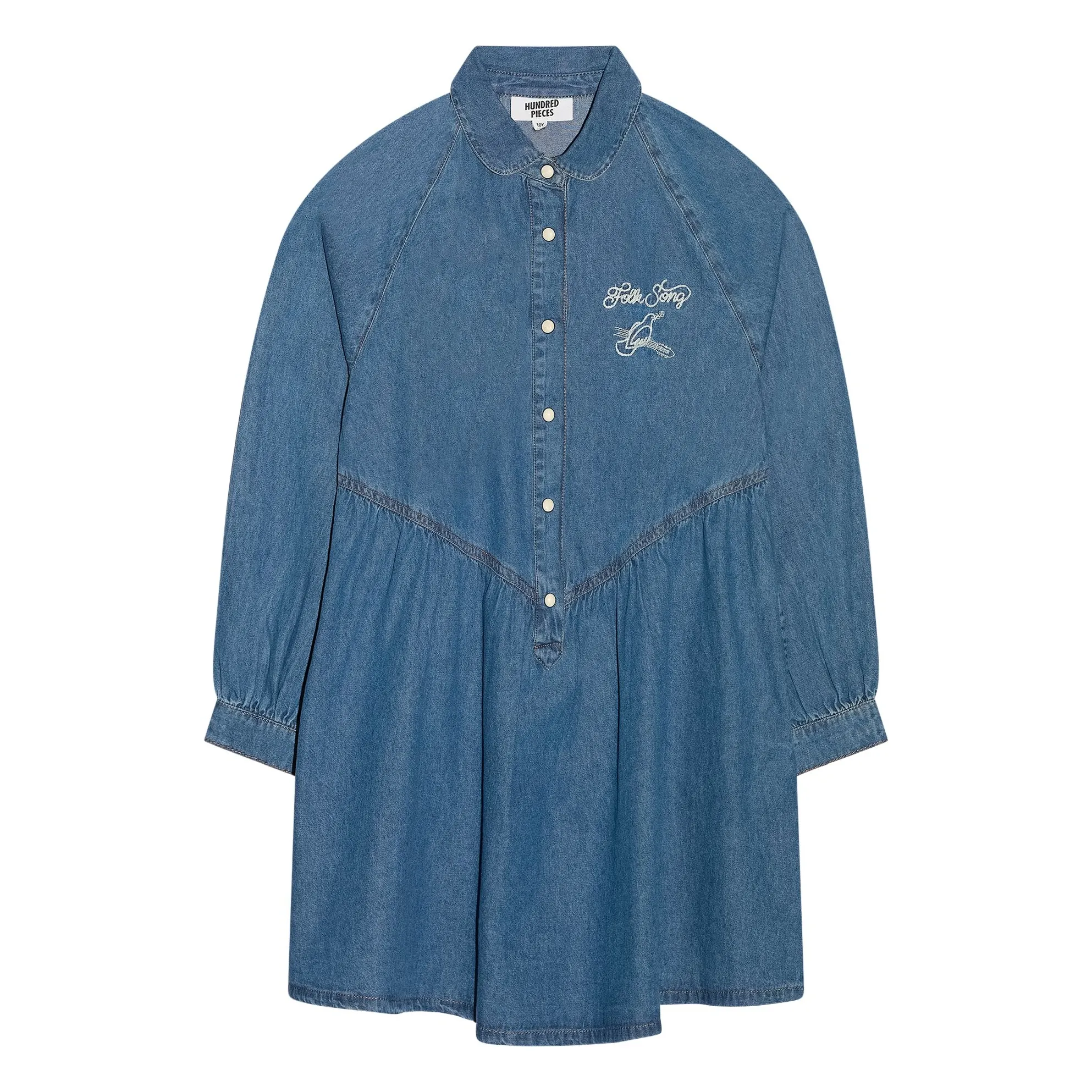 Hundred Pieces Denim Blue Shirley Embroidered Denim Dress