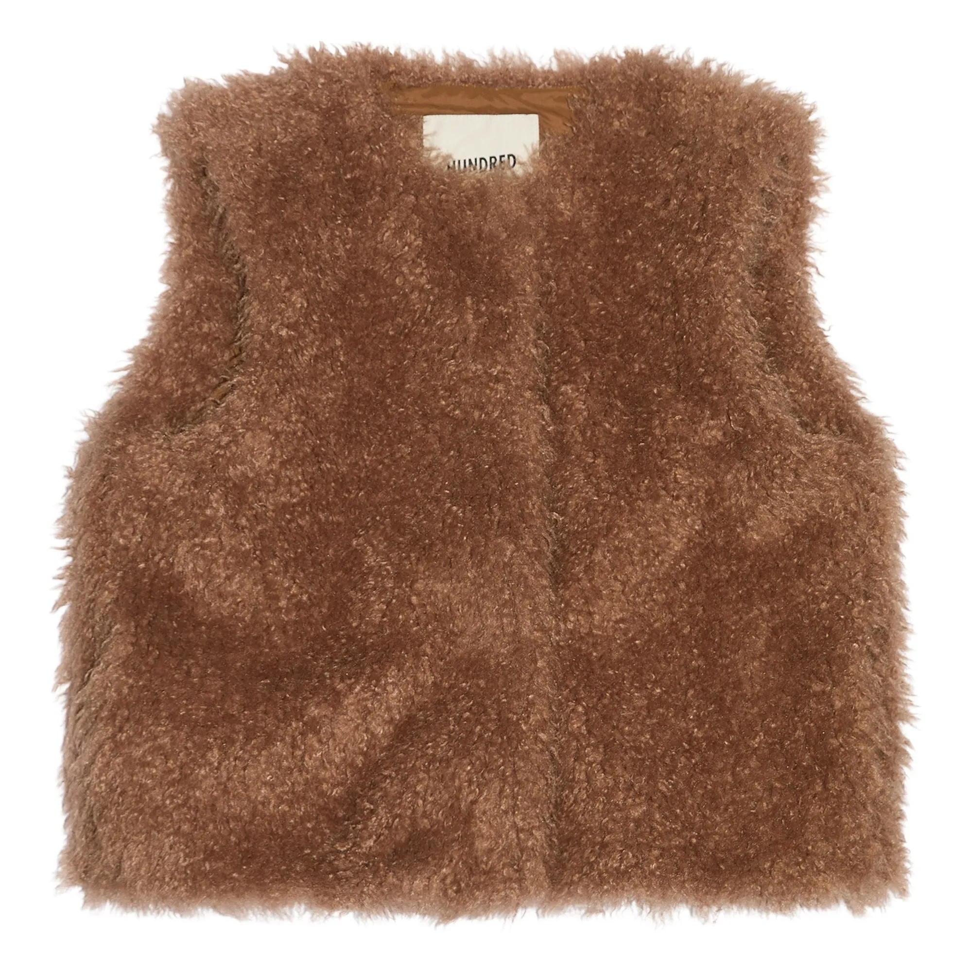 Hundred Pieces Taupe Brown Lucky Sleeveless Fur Jacket