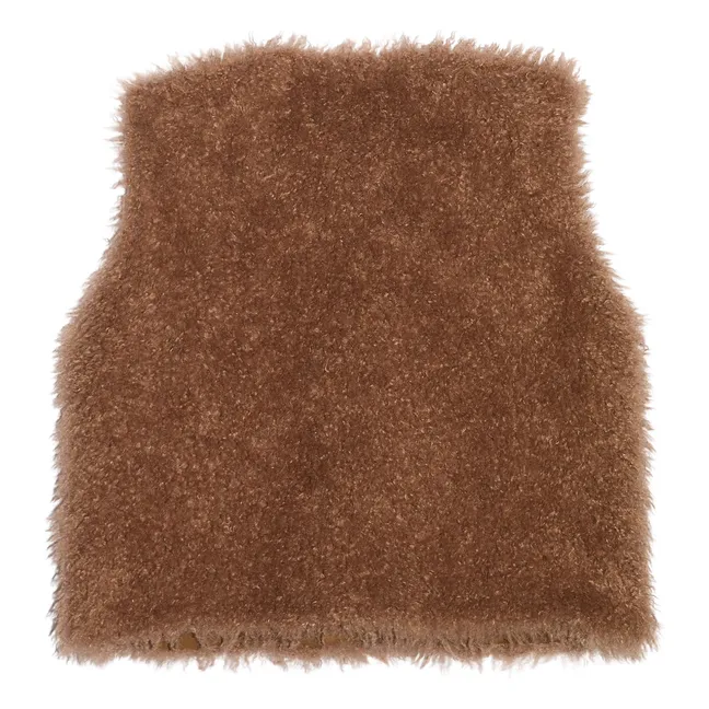 Lucky Sleeveless Fur Jacket | Taupe brown