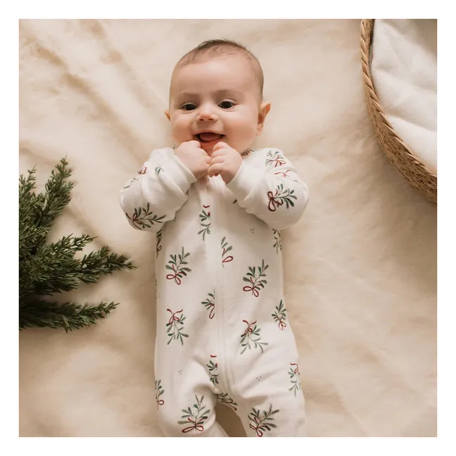 Pyjama Avec Pieds Gui Coton Bio | Blanc