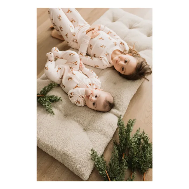 Pyjama Avec Pieds Rennes Coton Bio | Rose pâle