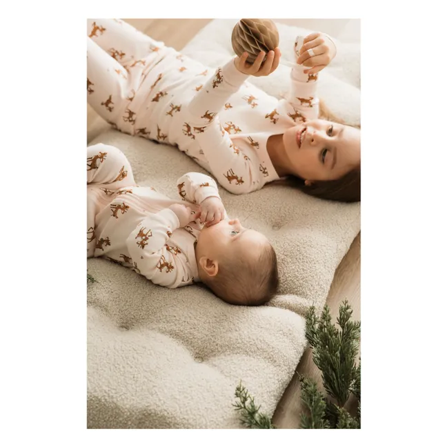 Pyjama Avec Pieds Rennes Coton Bio | Rose pâle