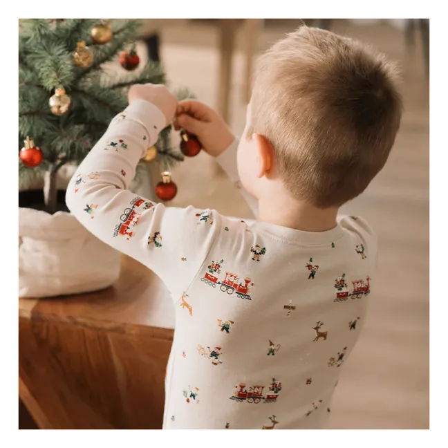 Pigiama di Natale in cotone biologico | Beige