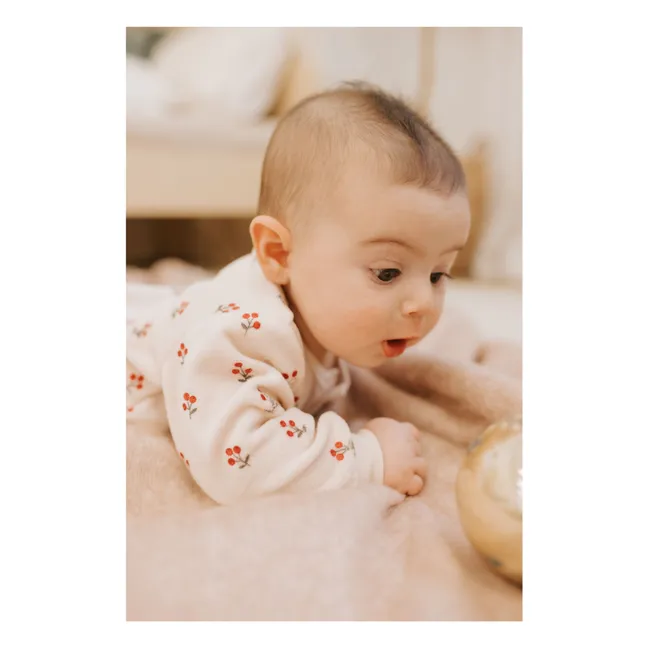 Pyjama Avec Pieds Fleuri Coton Bio | Rose pâle