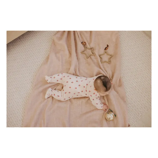 Pyjama Avec Pieds Fleuri Coton Bio | Rose pâle