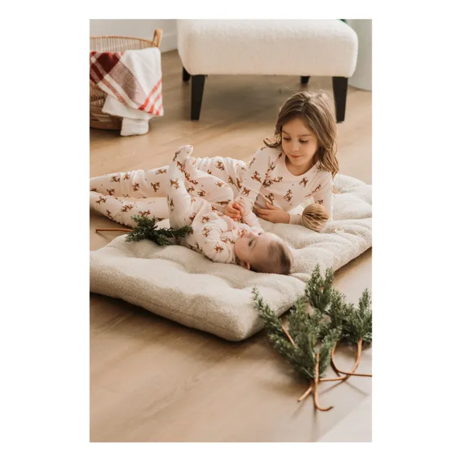 Pyjama Avec Pieds Rennes Coton Bio | Rose pâle