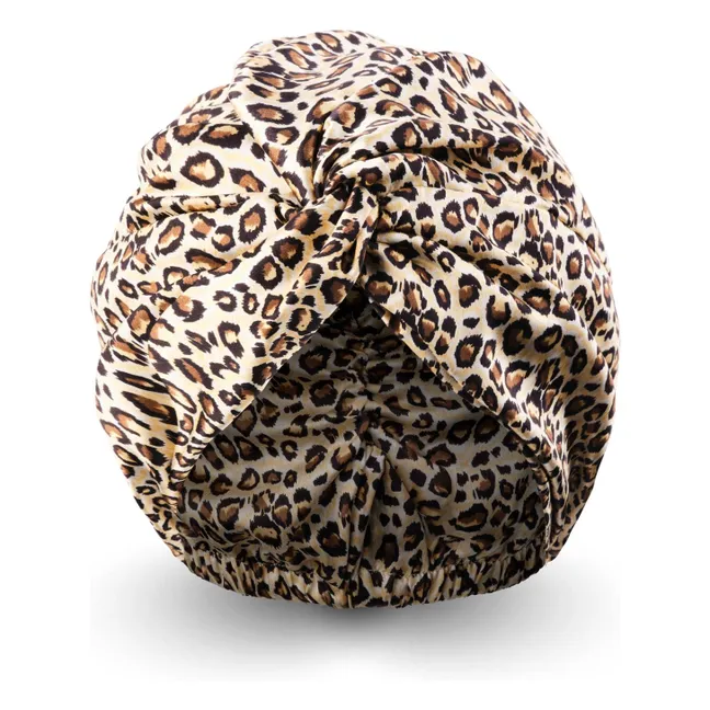 Turban aus Maulbeerseide mit Leopardenmuster