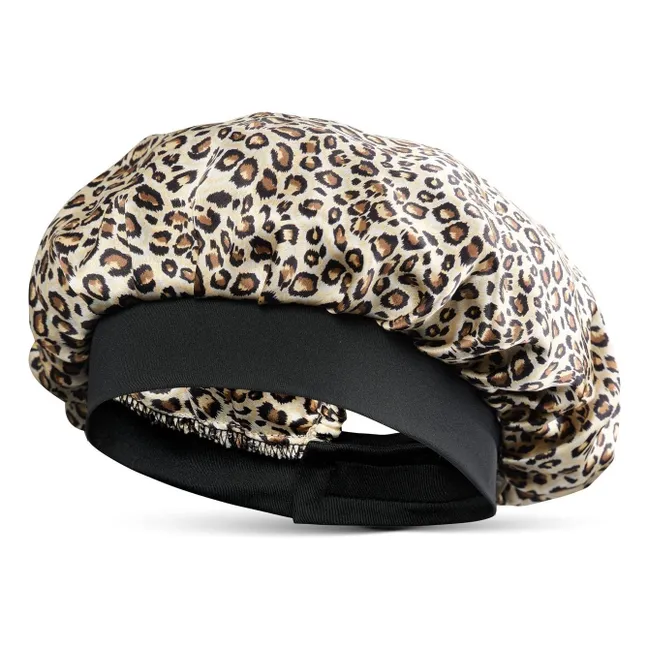 Bonnet de nuit en soie imprimé Léopard