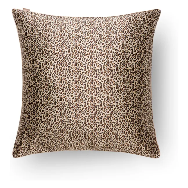 Funda de almohada de seda de morera con estampado de leopardo 