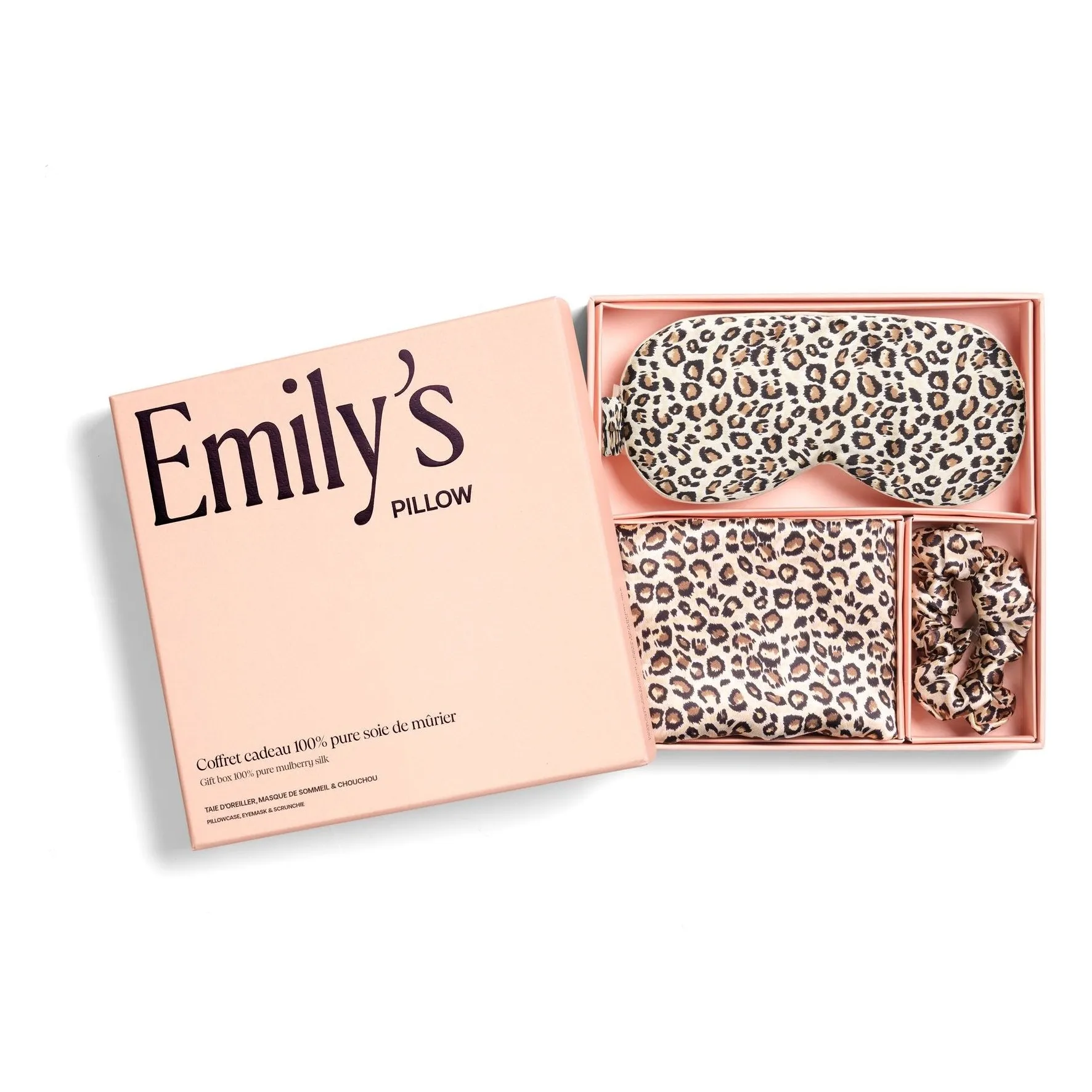 Emily's Pillow - Coffret sommeil en soie imprimé Léopard (Emily's Pillow) - Couverture