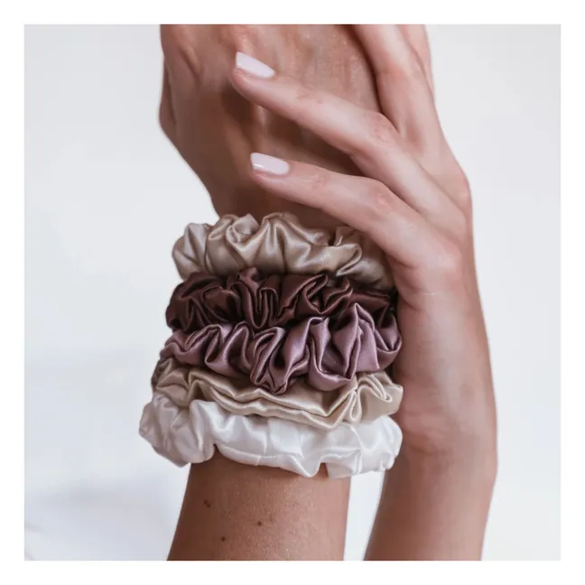 Scrunchies in seta - Set di 5 | Rosa