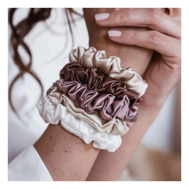 Scrunchies in seta - Set di 5 | Rosa