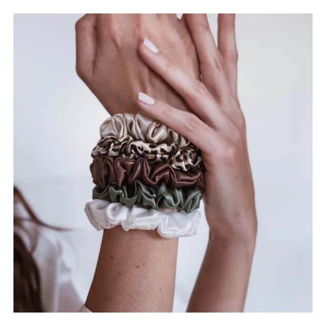 Scrunchies in seta - Set di 5 | Verde