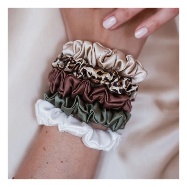 Scrunchies in seta - Set di 5 | Verde