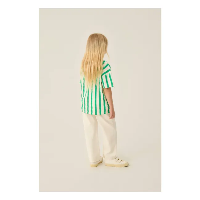 Oversize striped polo shirt | Green