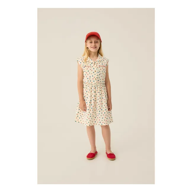 Mi-Long Floral Dress | Ecru