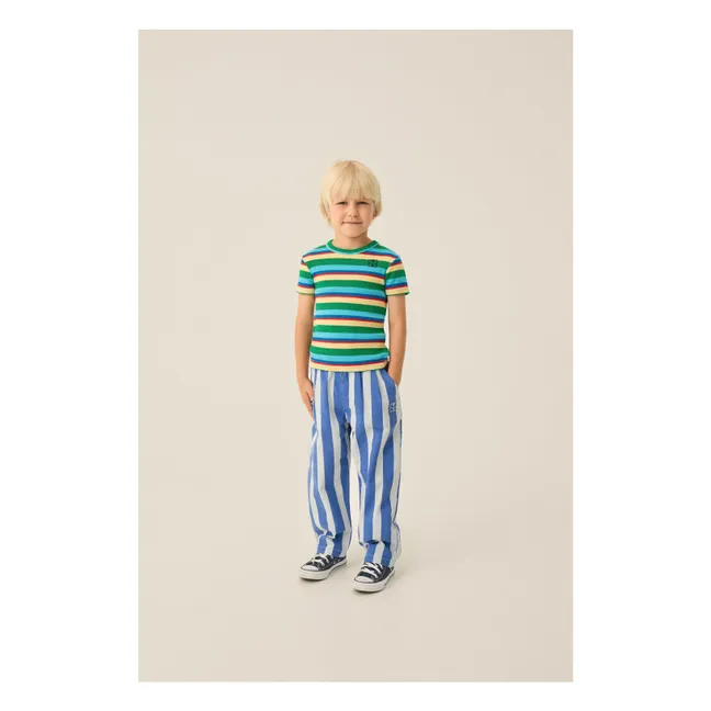 T-shirt Côtelé Rayé | Bleu