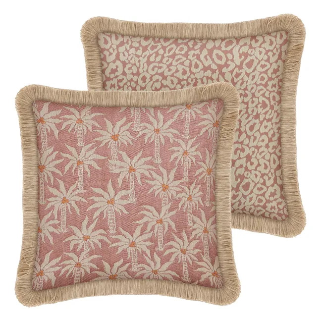 Housse de coussin réversible Laura x Maya | Rose