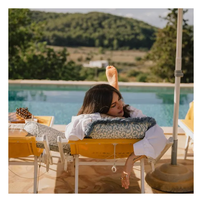 Coussin cylindrique Maya | Bleu Glacier