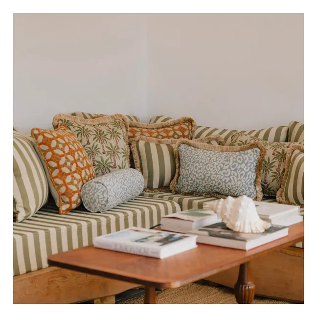 Coussin cylindrique Maya | Bleu Glacier