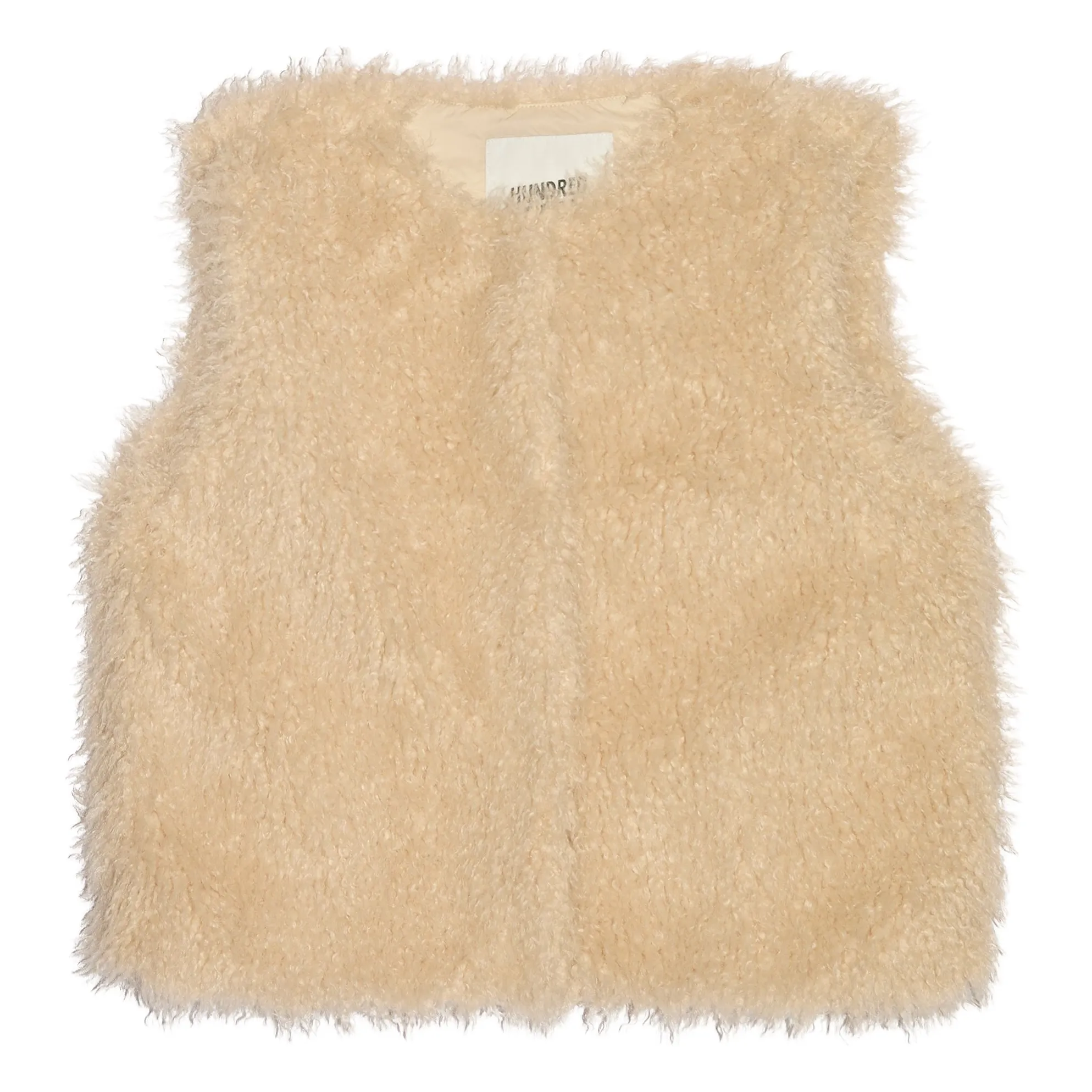Hundred Pieces Beige Joyce Sleeveless Fur Jacket