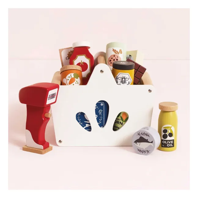 Cesta de la compra completa con escáner