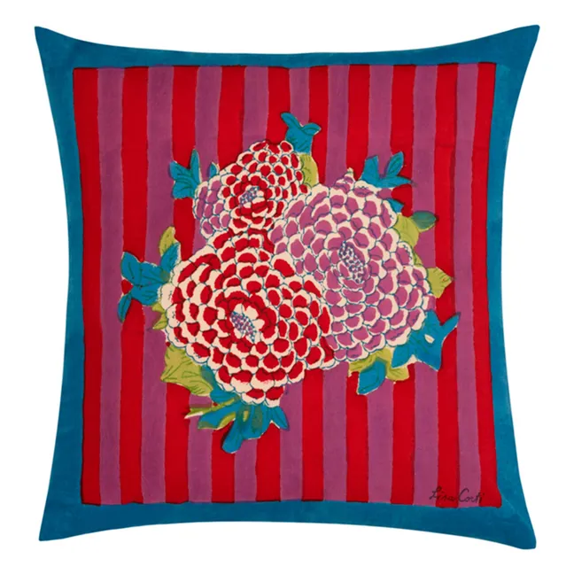 Housse de coussin rayée Arabesque Corolla | Rouge