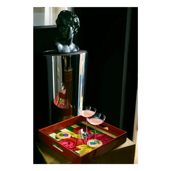 Plateau laqué Nizam Stripes | Rouge