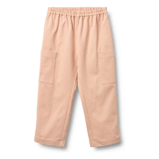 Pantalones de algodón orgánico a rayas Kalloa | Rosa Melocotón