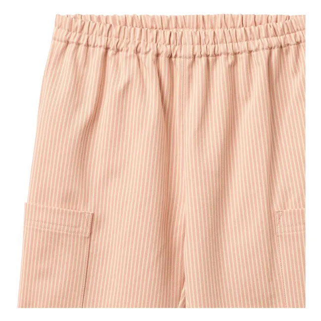 Pantalones de algodón orgánico a rayas Kalloa | Rosa Melocotón