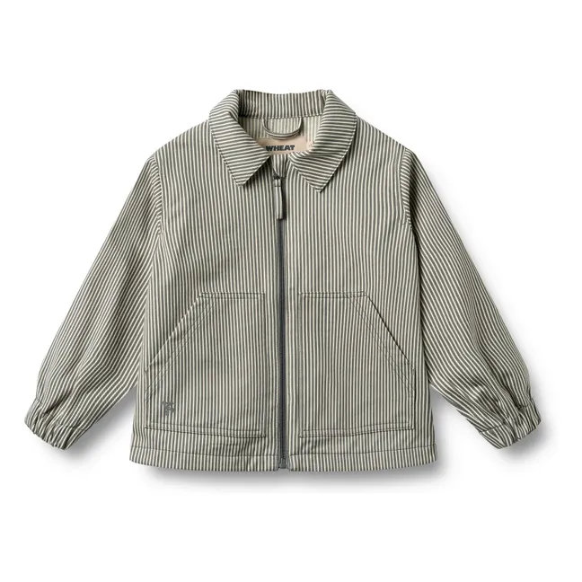 Chaqueta de algodón orgánico a rayas Bofo | Gris