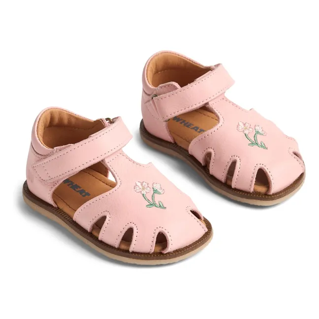 Sandales Cuir Lowe Fleurs | Rose pâle