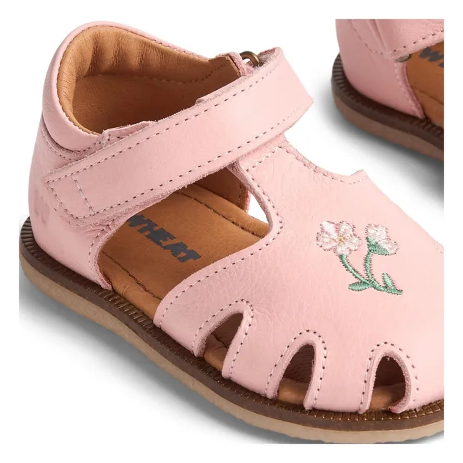Sandales Cuir Lowe Fleurs | Rose pâle