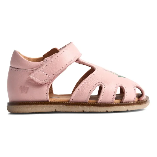 Sandales Cuir Lowe Fleurs | Rose pâle
