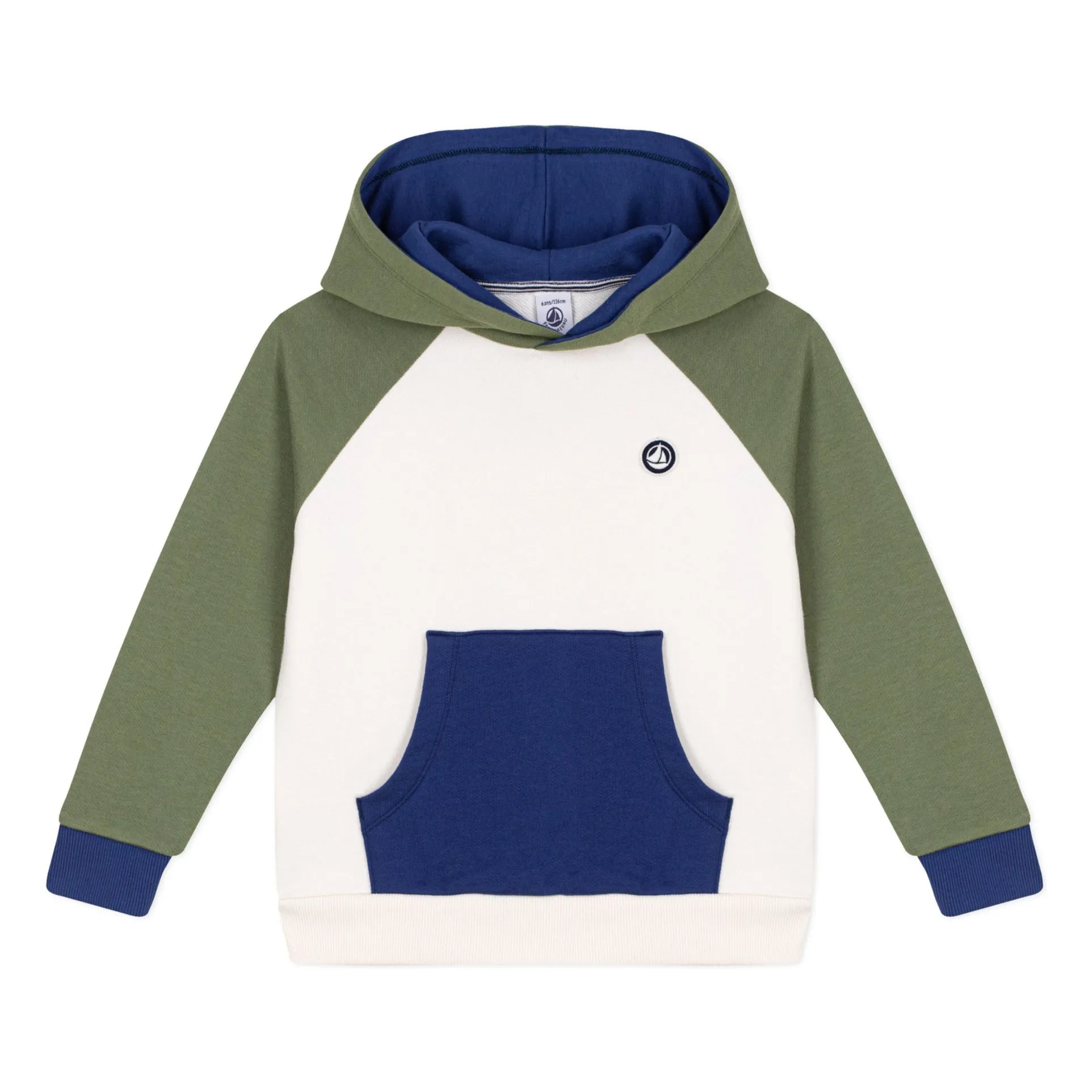 Petit Bateau Boys Ecru Colorblock Molleton Sweatshirt