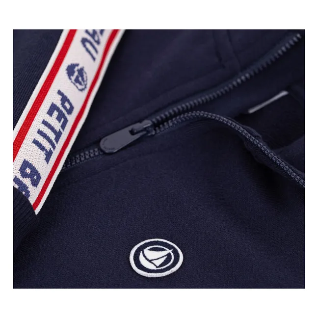 Sudadera con cremallera y rayas de contraste | Azul Noche