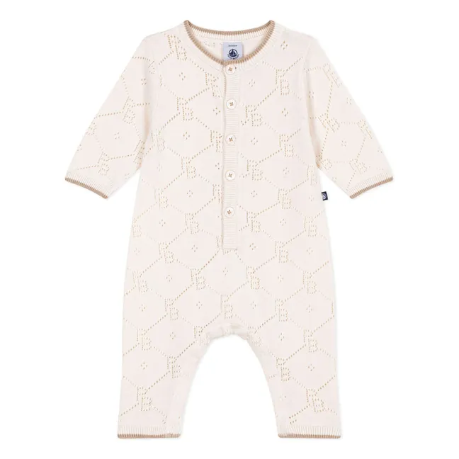 Organic Cotton PB Openwork Jumpsuit | Ecru