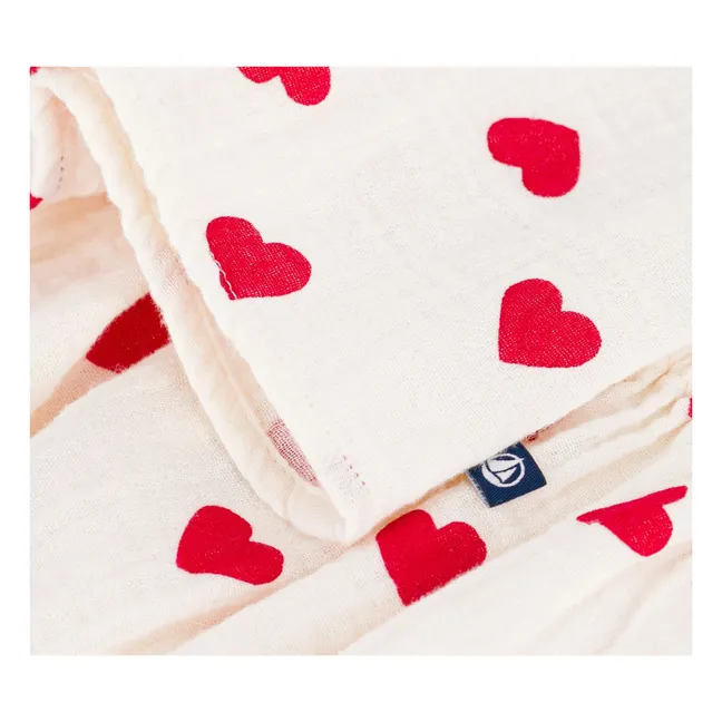 Conjunto de vestido y bombacho de gasa de algodón orgánico Corazones | Crudo