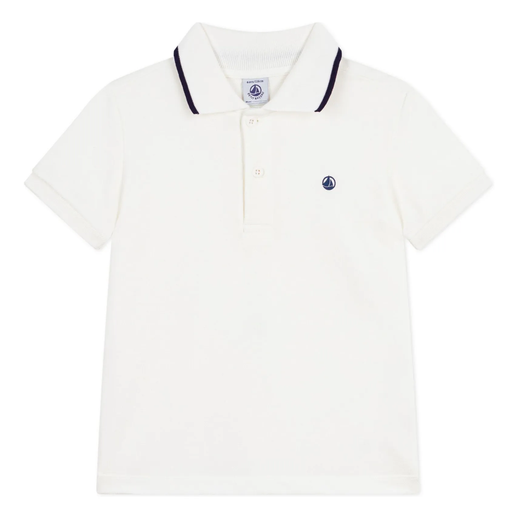 Petit Bateau Boys White Organic Cotton Polo Shirt