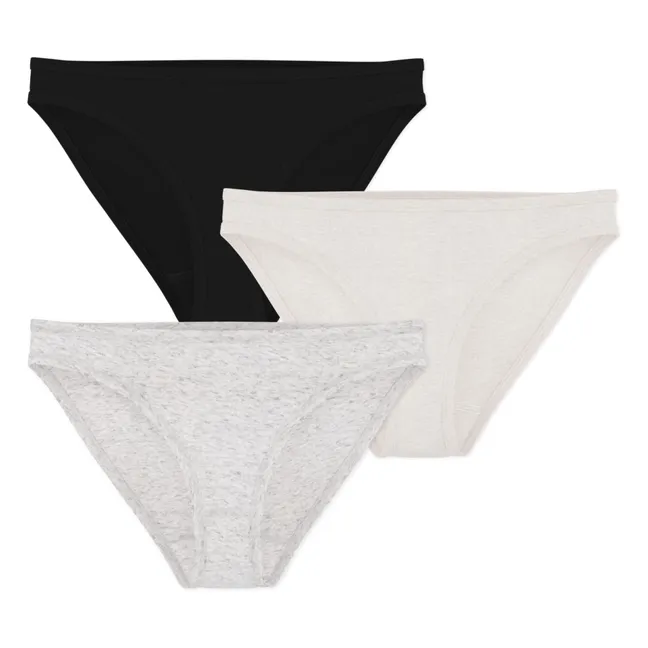 Lote de 3 calzoncillos ligeros lisos | Gris Jaspeado