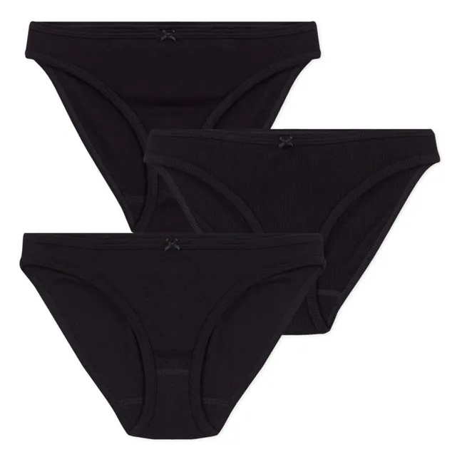 Lot 3 Culottes Unies Coton Bio | Noir
