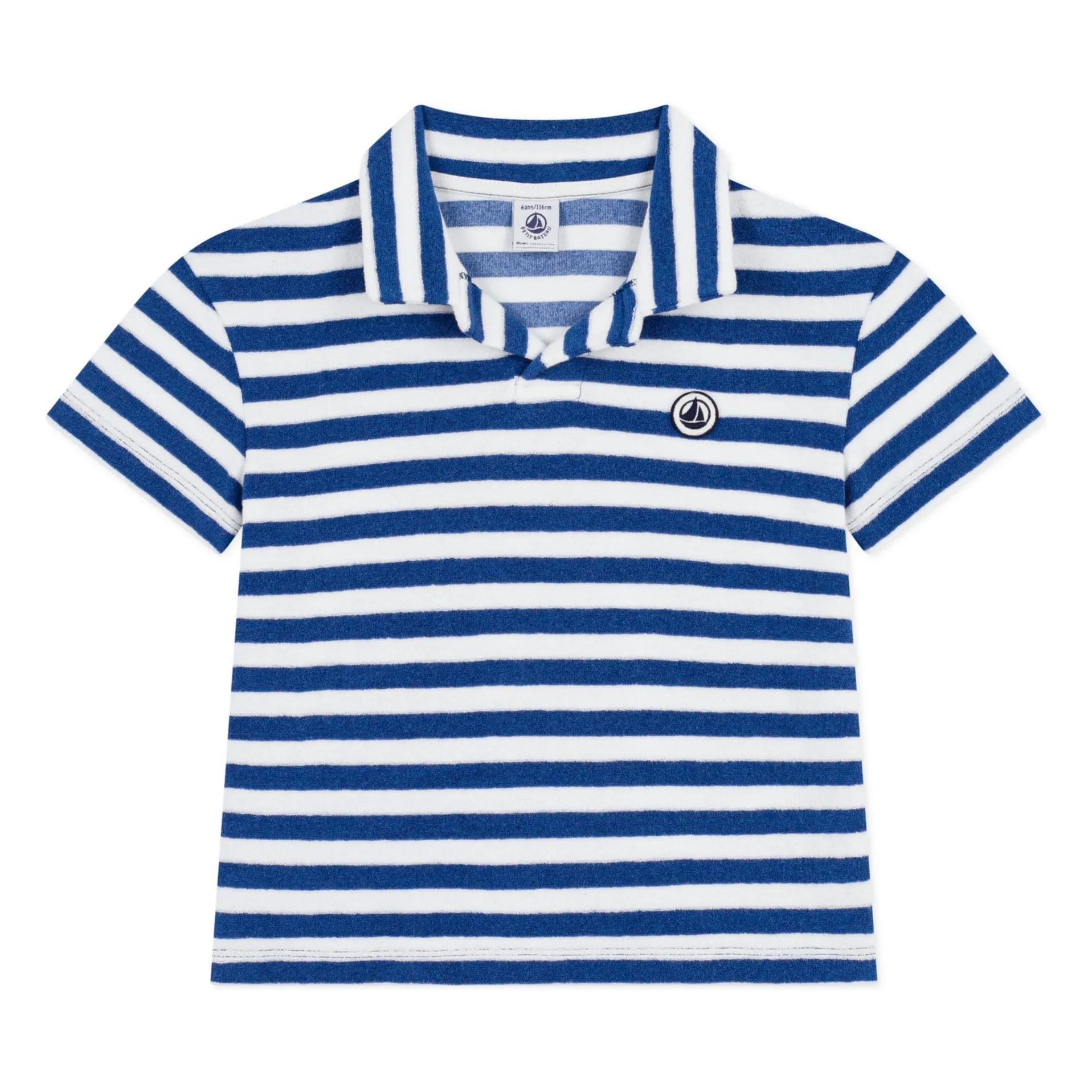 Petit Bateau Boys Blue Striped Terry Polo